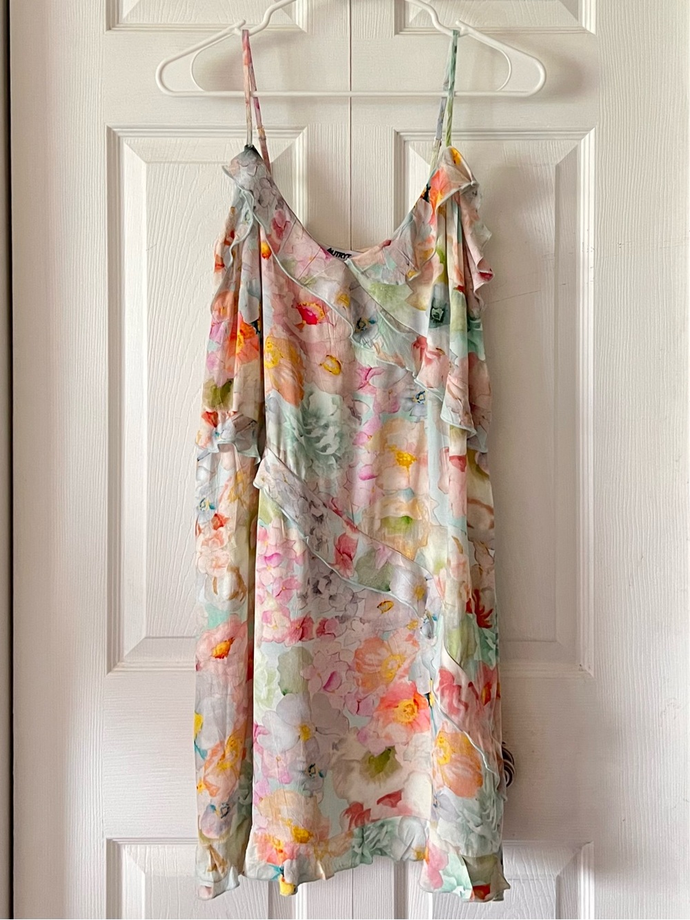 Outryt Floral Print A-Line Ruffle Mini Dress